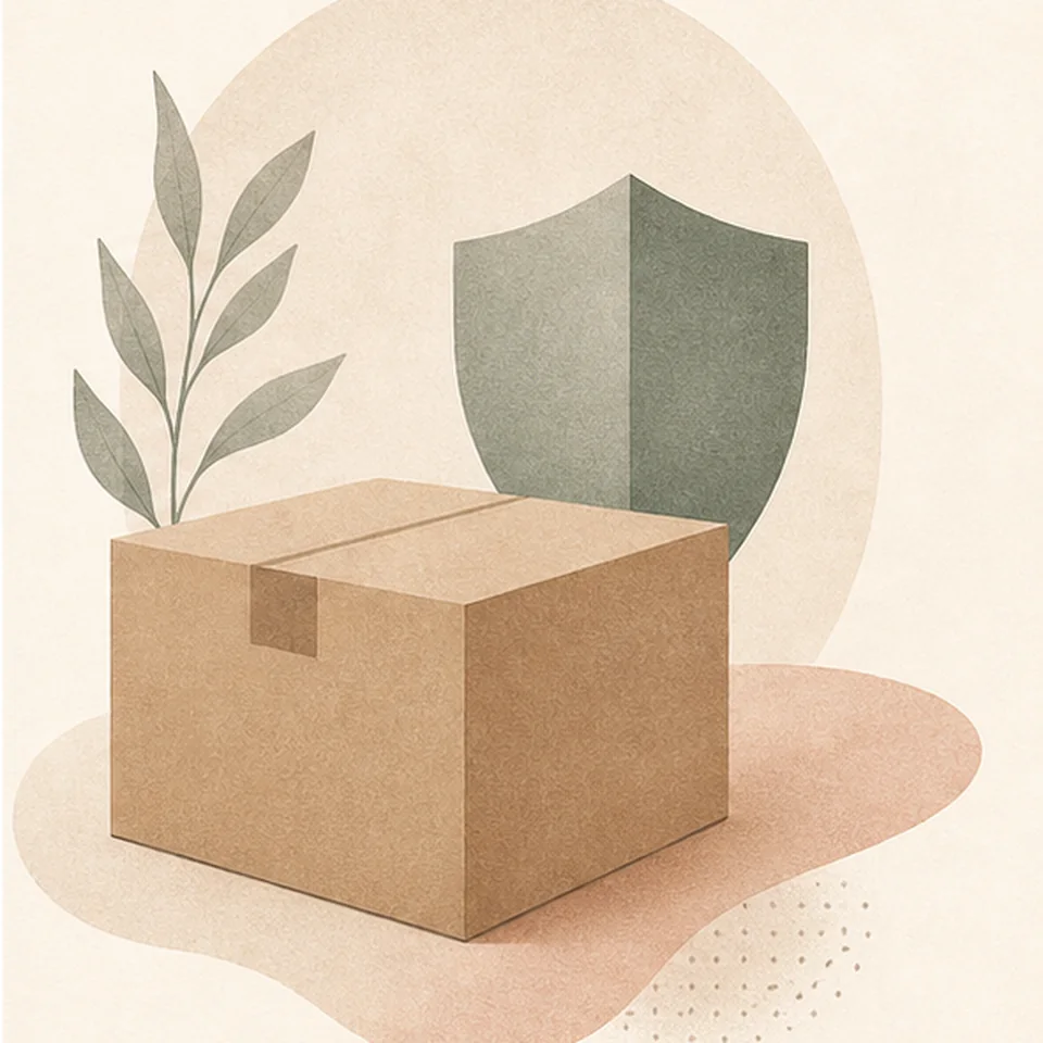 Diskretversand-Ratgeber für Käufer von Erwachsenen-Wellness-Produkten — Editorial illustration of a plain parcel and privacy shield for a discreet delivery guide